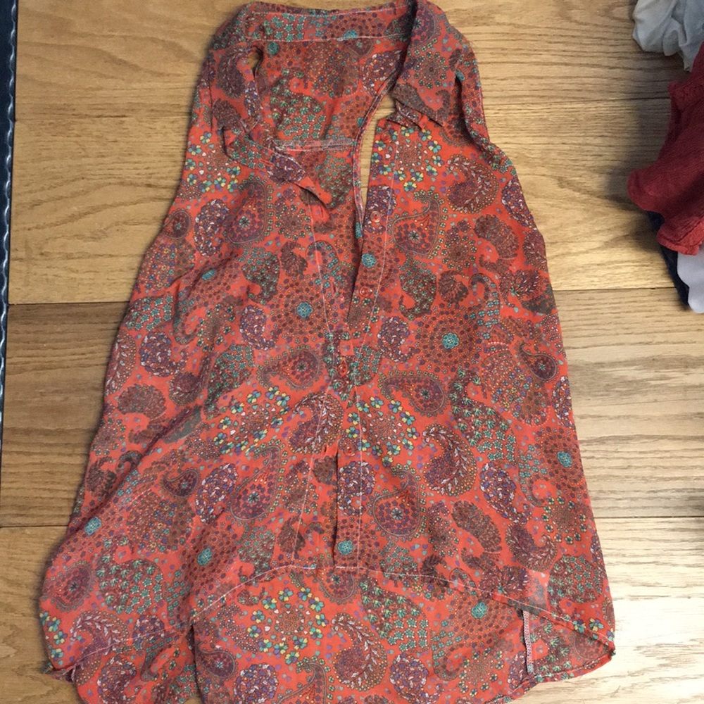 Free people button down tank blouse